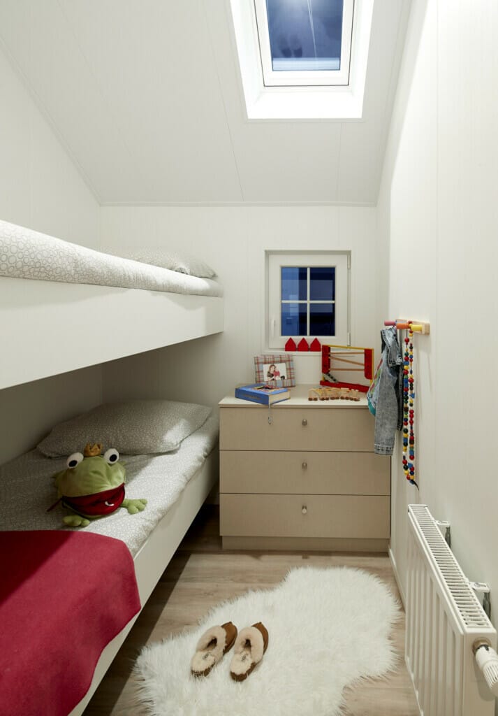 Etagenbetten im zweiten Schlafraum des LACET Falun